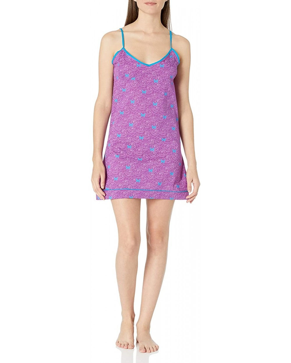 Women's Semi Sheer Woven Sleep Camisole - Fuchsia/Blue - CS12ELY82UH $13.80 Nightgowns & Sleepshirts