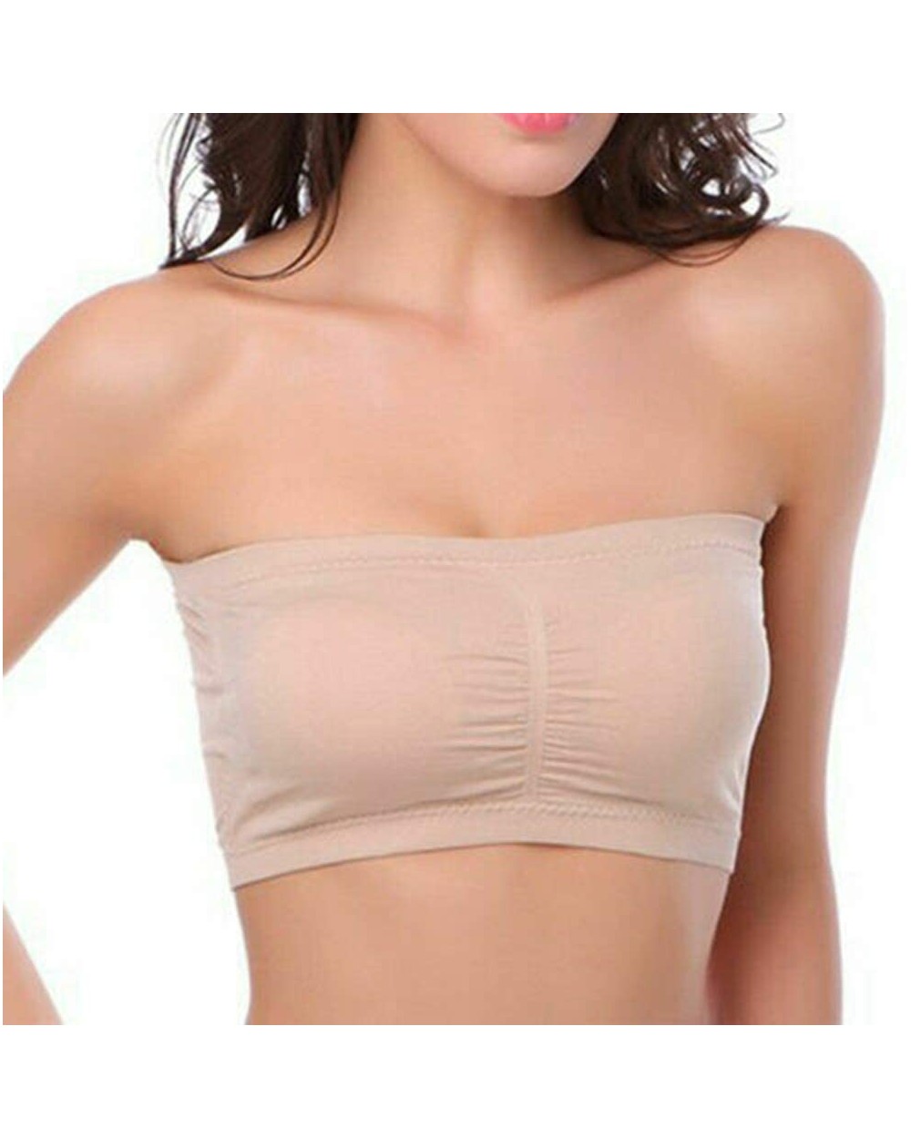 Women's Bandeau Bra Ice Silks Air Bra Tube Top Comfortable Strapless Breathable Soft Tube Top - Skin Color - CG1994CLZS2 $34....