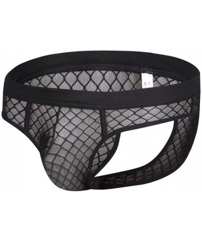 Hot Men's Jockstrap Mens Sexy Mesh U Convex Pouch Bag Back Triangle Sexy Panties - Black - C9199TURGLY $24.05 G-Strings & Thongs