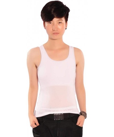 Women Lesbian Tomboy Summer Underwear Smooth Cool Mesh Tank Top Vest Chest Binder - White - C5197Y36M5Z $34.54 Bustiers & Cor...