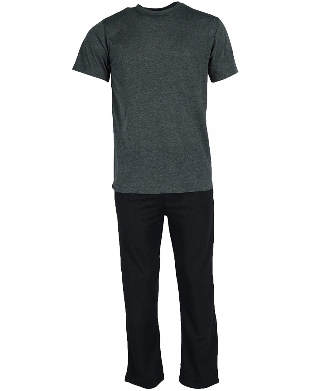 Men's Knit Tee an Lounge Pant Pajama Set - Charcoal Black - C218T4Y5KHI $35.93 Sleep Sets