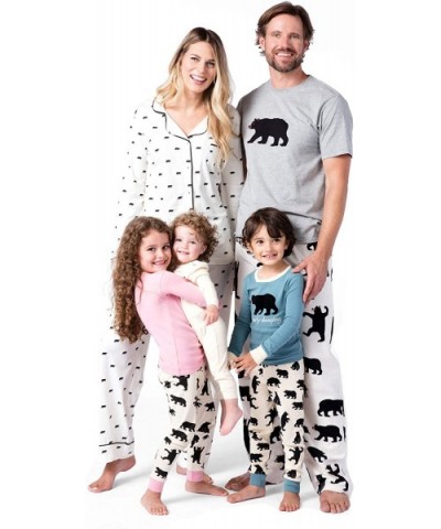 Bear Family Pajamas - Men's Short Sleeve Pajama Tee - Black Bear on Gray - CV18DI6HHLK $29.86 Tops