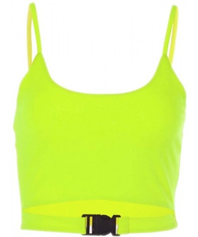 Women Sexy Buckle Tube Tank Crop Top Camisole Vest Blouse - Yellow - CB193YW64IQ $23.54 Camisoles & Tanks