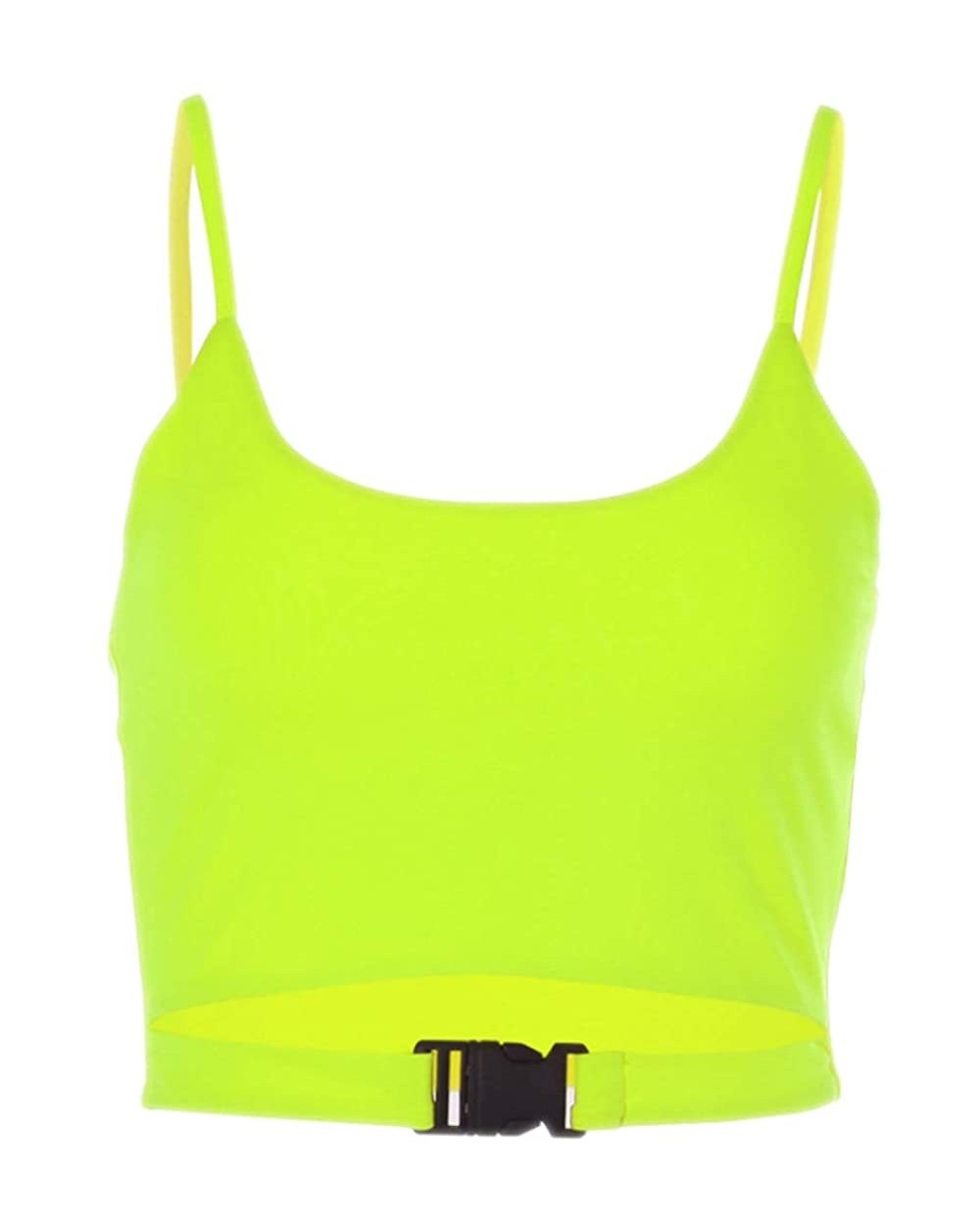 Women Sexy Buckle Tube Tank Crop Top Camisole Vest Blouse - Yellow - CB193YW64IQ $23.54 Camisoles & Tanks