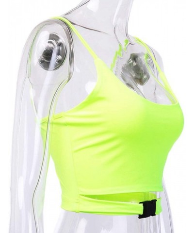 Women Sexy Buckle Tube Tank Crop Top Camisole Vest Blouse - Yellow - CB193YW64IQ $23.54 Camisoles & Tanks