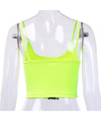 Women Sexy Buckle Tube Tank Crop Top Camisole Vest Blouse - Yellow - CB193YW64IQ $23.54 Camisoles & Tanks