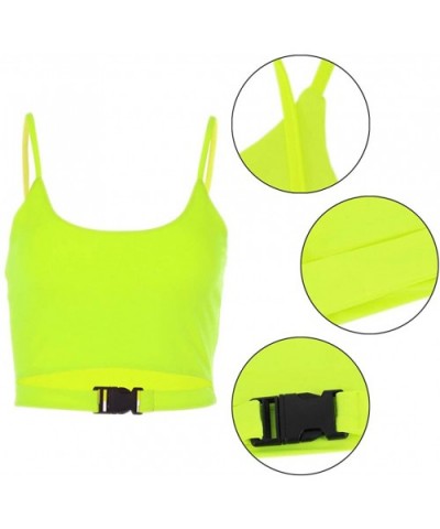 Women Sexy Buckle Tube Tank Crop Top Camisole Vest Blouse - Yellow - CB193YW64IQ $23.54 Camisoles & Tanks