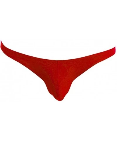 Men's Underwear Ice Silk Panties Transparent Low Waist Triangle Briefs - Red - C418DLUON72 $12.98 Briefs