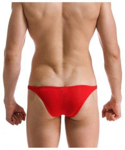 Men's Underwear Ice Silk Panties Transparent Low Waist Triangle Briefs - Red - C418DLUON72 $12.98 Briefs