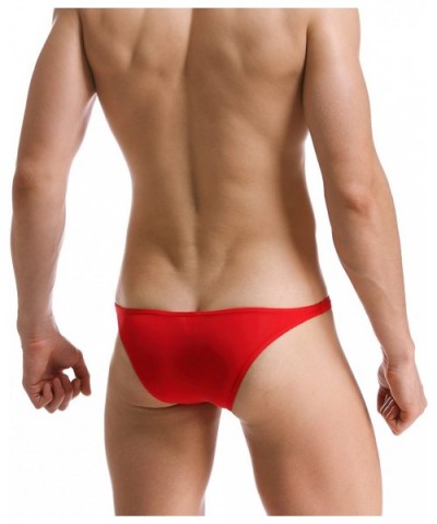 Men's Underwear Ice Silk Panties Transparent Low Waist Triangle Briefs - Red - C418DLUON72 $12.98 Briefs