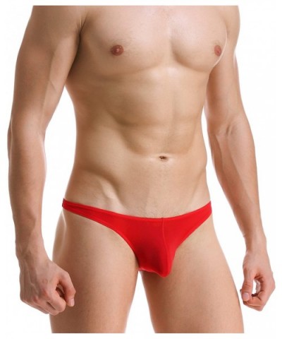 Men's Underwear Ice Silk Panties Transparent Low Waist Triangle Briefs - Red - C418DLUON72 $12.98 Briefs