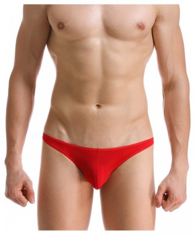 Men's Underwear Ice Silk Panties Transparent Low Waist Triangle Briefs - Red - C418DLUON72 $12.98 Briefs