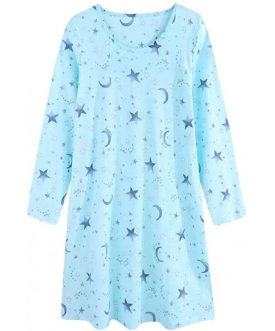 Women's Cotton Nightgowns Long Sleeve Crew Neck Vivid Print Sleepshirts Dress Sleepwear 2020 Spring Autumn - Green Stars Moon...