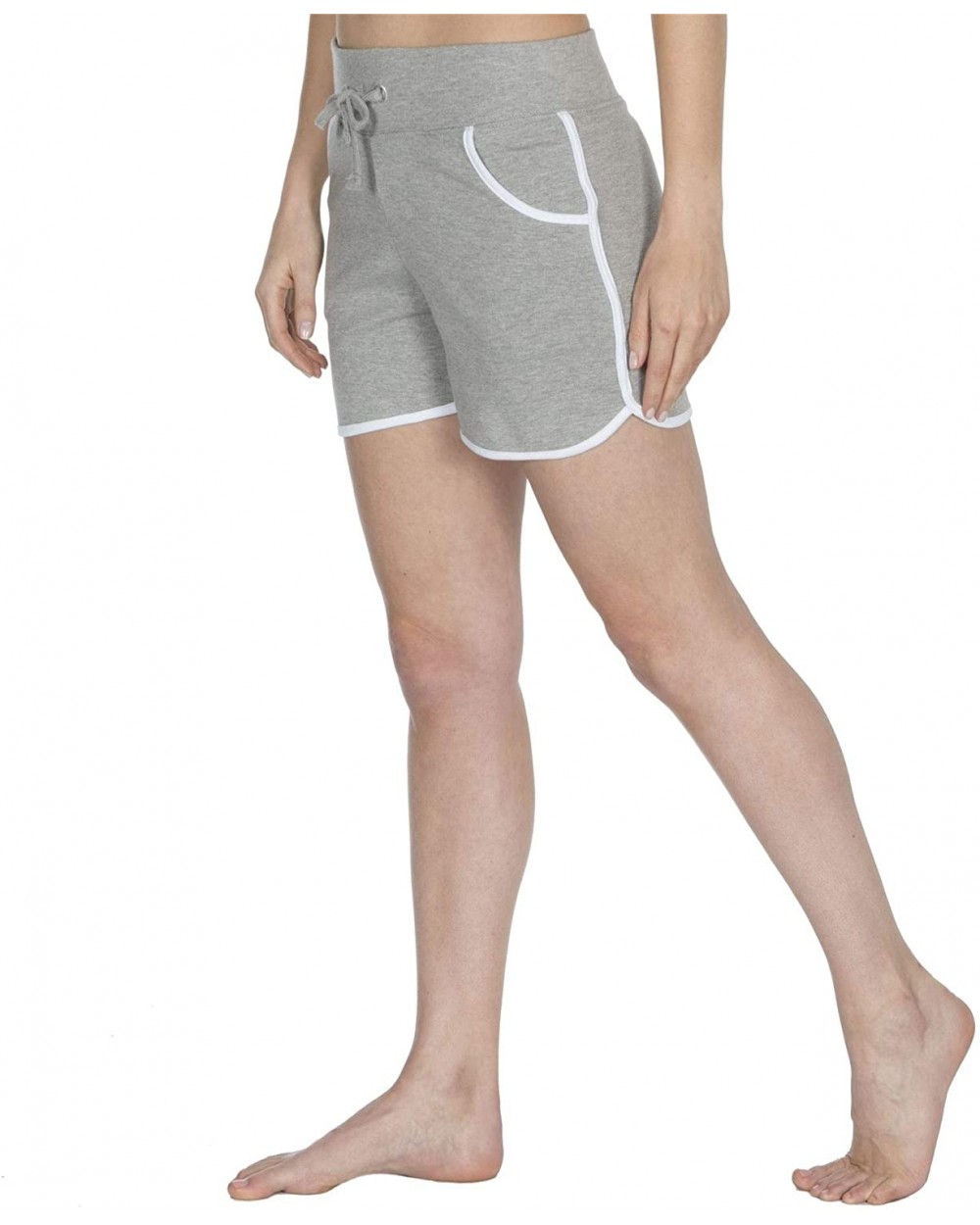 Ladies Casual Summer Lounge Shorts with Contrast Piping - Grey - CJ19DESZ23D $18.63 Bottoms