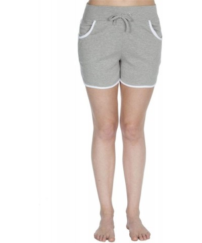 Ladies Casual Summer Lounge Shorts with Contrast Piping - Grey - CJ19DESZ23D $18.63 Bottoms