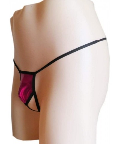 Men's Underwear Low Waist Mini Thong Patent Leather Panties-Sapphire_One Size - Sapphire - CS190SGM4A5 $39.86 G-Strings & Thongs