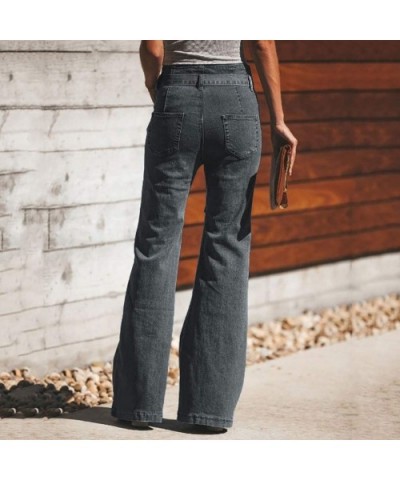 Women Autumn Elastic Plus Loose Denim Snow Pants Bow Casual Boot Cut Pant Jeans - Gray - CK18O89TYHY $38.64 Bottoms