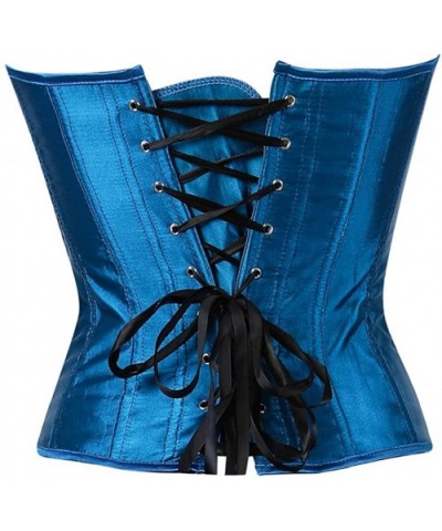 Women's Bustier Corset Sexy Satin Brocade Overbust Waist Cincher Shapewear Top - Blue Peacock - C018NRSD9OK $14.67 Bustiers &...