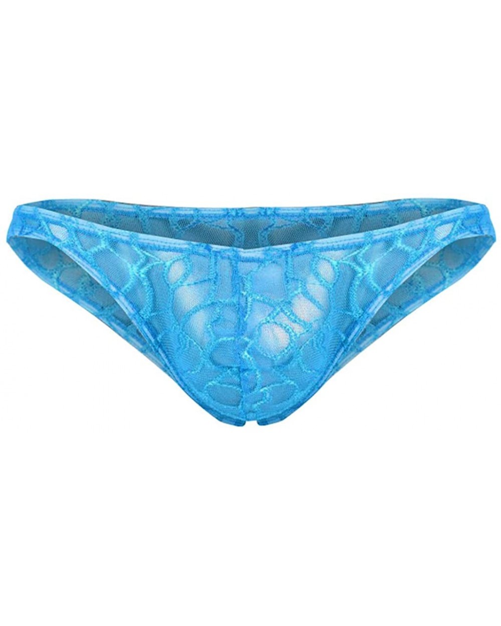 Men's Perspective Thongs Sexy Mesh Underwear Strap Lace Underpants Solid Lows Waist G-String Lingerie Triangle Briefs - Blue ...