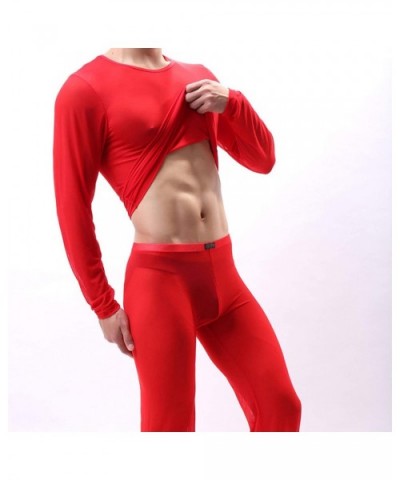 Men's Long Sleeve Ultra Thin See Through Stretch Sheer Mesh Lingerie Bodysuit Underwear - CT19DL4D7Q6 $26.75 Shapewear