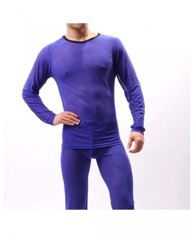 Men's Long Sleeve Ultra Thin See Through Stretch Sheer Mesh Lingerie Bodysuit Underwear - CT19DL4D7Q6 $26.75 Shapewear