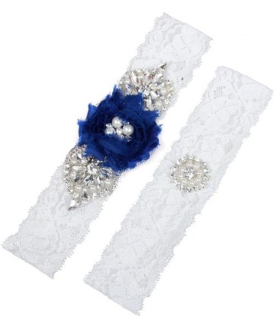 Wedding Garters for Bride Belt Blue Bridal Garter Set Lace Rhinestones Pearls (XXXL/27-30 inches- White) - CX186R6HSR5 $14.76...