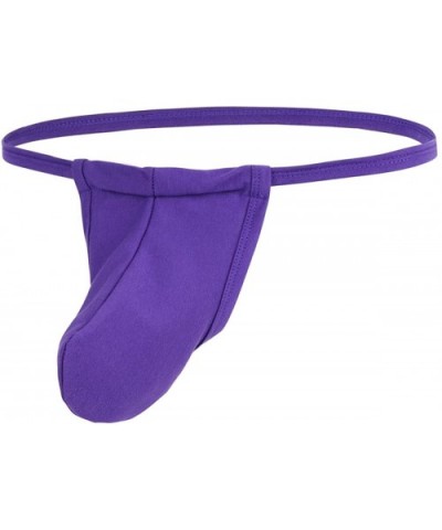 Men Sexy Bulge Pouch Thong Underwear Backless Micro Low Rise Bikini Briefs with O-Ring - Purple - C81934QTYZ8 $22.47 G-String...