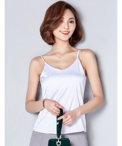 Women Silk-Feeling Camisoles Charmeuse Tank Tops - Style A-white - C9185D5IN5G $15.27 Camisoles & Tanks