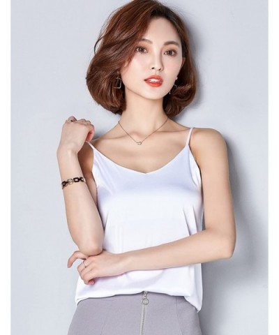 Women Silk-Feeling Camisoles Charmeuse Tank Tops - Style A-white - C9185D5IN5G $15.27 Camisoles & Tanks