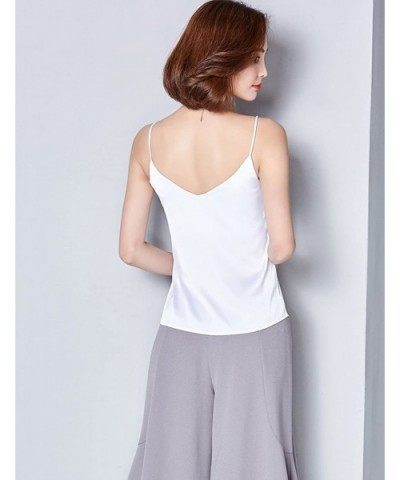 Women Silk-Feeling Camisoles Charmeuse Tank Tops - Style A-white - C9185D5IN5G $15.27 Camisoles & Tanks