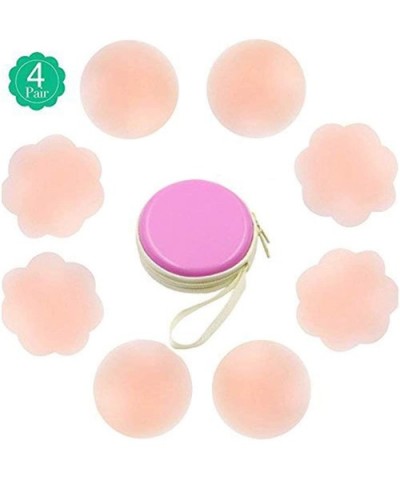 4 Pairs Silicone Women's Pasties Reusable Nipple Cover Adhesive Breast Petals - C8185T697QC $15.73 Accessories