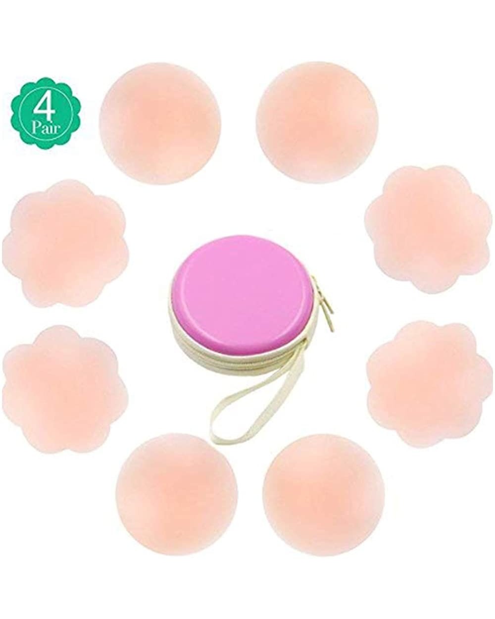 4 Pairs Silicone Women's Pasties Reusable Nipple Cover Adhesive Breast Petals - C8185T697QC $15.73 Accessories