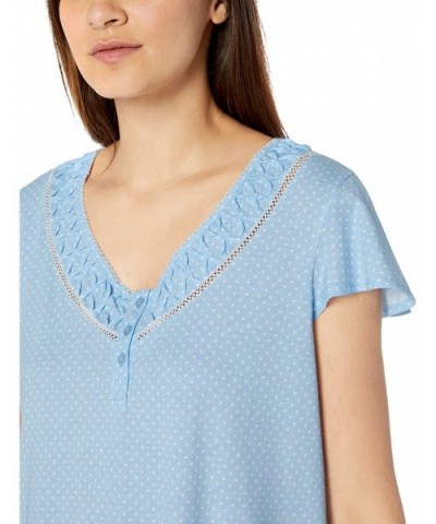 Women's Pajama Short Sleeve Pj Sleepdress - Dot Light Blue - CR18RY9I224 $41.57 Sets