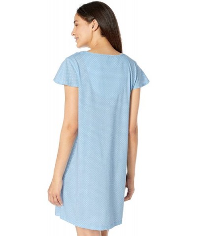 Women's Pajama Short Sleeve Pj Sleepdress - Dot Light Blue - CR18RY9I224 $41.57 Sets