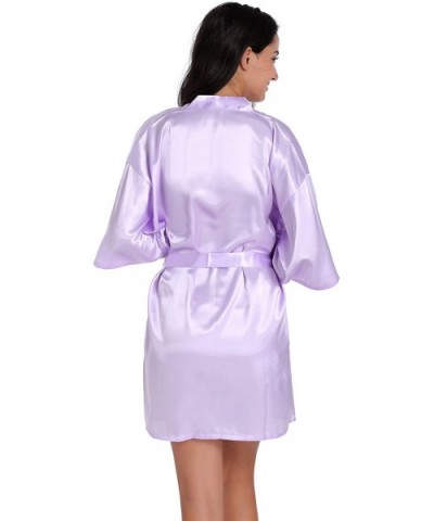 Wedding Party Robes Satin Bathrobe Short Style Glitter Pattern Print Light Purple mother of the Bride Glod Glitter - CX18MHLI...