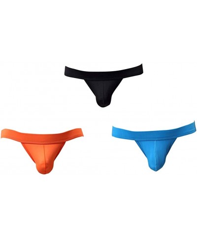 Men's Sexy Bikini Briefs Underwear Panties - 3 Pack-black/Blue/Orange - CW17YUQZ65T $26.03 Briefs