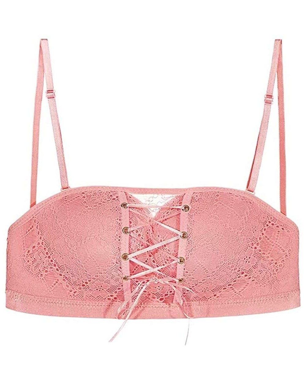 Women's Strapless Bandeau Seamless Wire Free Convertible Sexy Tube Top Bra - Pink - CK199XKIHT2 $16.03 Bras