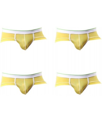 Men's Sexy Ice Silk Boxer Briefs Low Rise Breathable Bulge Pouch Underwear Pack - Yellow(4 Pack) - CO128MUHMHZ $28.89 Boxer B...