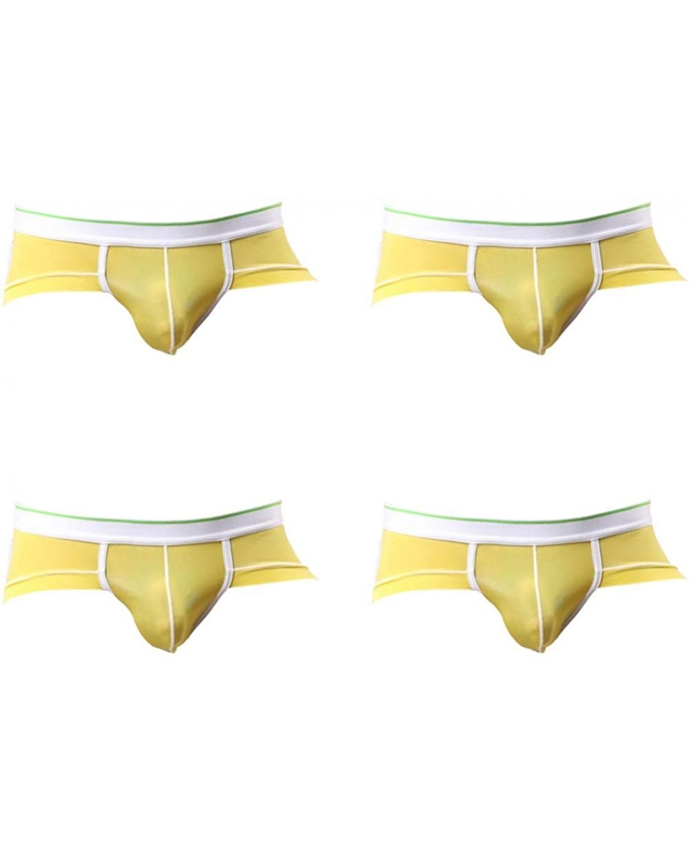 Men's Sexy Ice Silk Boxer Briefs Low Rise Breathable Bulge Pouch Underwear Pack - Yellow(4 Pack) - CO128MUHMHZ $28.89 Boxer B...