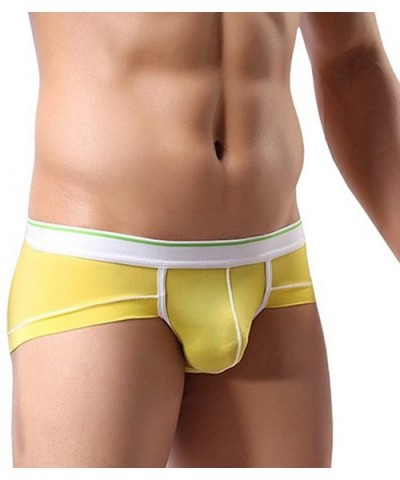 Men's Sexy Ice Silk Boxer Briefs Low Rise Breathable Bulge Pouch Underwear Pack - Yellow(4 Pack) - CO128MUHMHZ $28.89 Boxer B...