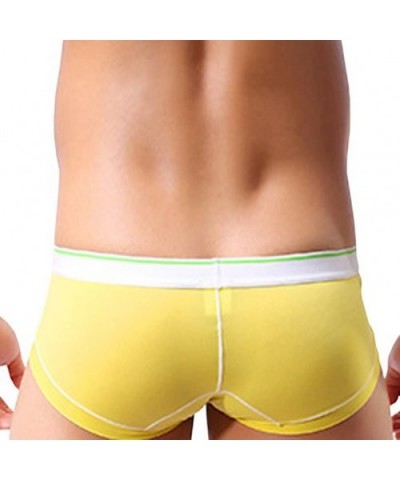 Men's Sexy Ice Silk Boxer Briefs Low Rise Breathable Bulge Pouch Underwear Pack - Yellow(4 Pack) - CO128MUHMHZ $28.89 Boxer B...