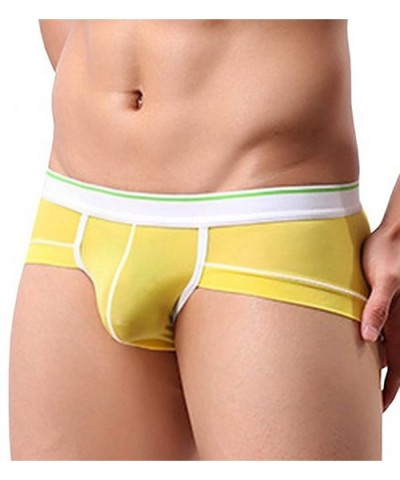 Men's Sexy Ice Silk Boxer Briefs Low Rise Breathable Bulge Pouch Underwear Pack - Yellow(4 Pack) - CO128MUHMHZ $28.89 Boxer B...