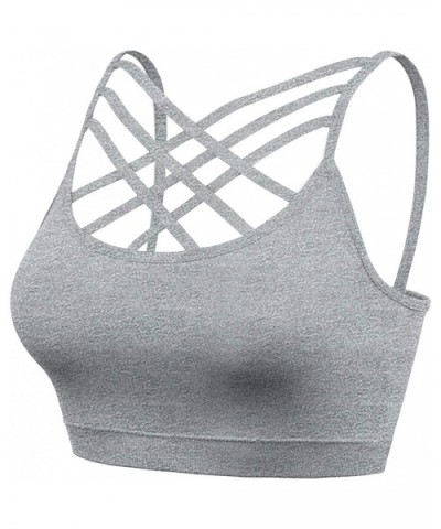 Padded Seamless Triple Criss Cross Bralette Cutout Caged Cami Crop Top for Women- Plus Size - [A003] H.grey - CA190MLI3RN $19...