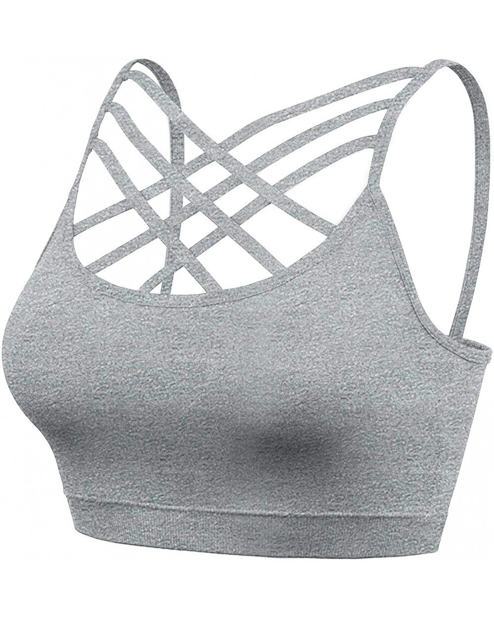 Padded Seamless Triple Criss Cross Bralette Cutout Caged Cami Crop Top for Women- Plus Size - [A003] H.grey - CA190MLI3RN $19...