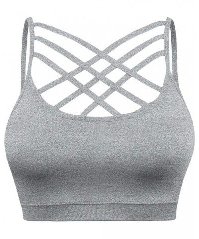 Padded Seamless Triple Criss Cross Bralette Cutout Caged Cami Crop Top for Women- Plus Size - [A003] H.grey - CA190MLI3RN $19...