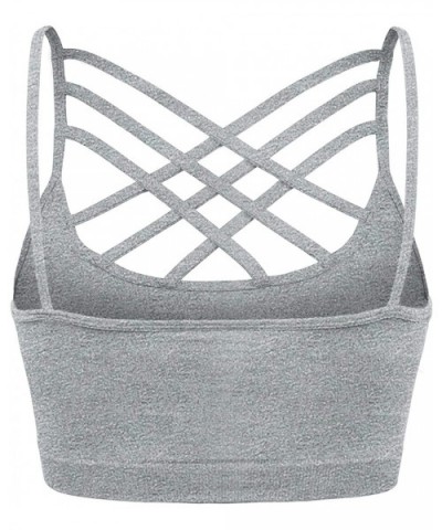 Padded Seamless Triple Criss Cross Bralette Cutout Caged Cami Crop Top for Women- Plus Size - [A003] H.grey - CA190MLI3RN $19...