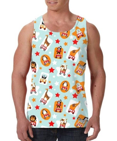 Men's Sleeveless Undershirt Summer Sweat Shirt Beachwear - Animal ABC - Black - CI19CIZ7Y8L $30.42 Undershirts