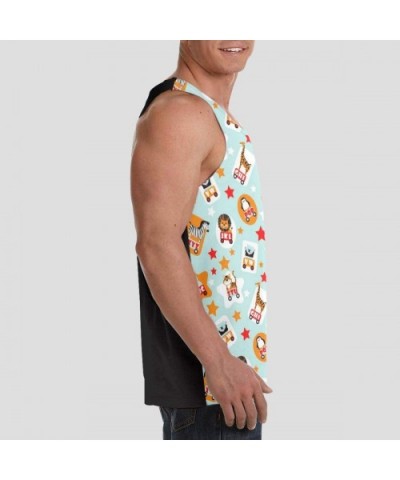 Men's Sleeveless Undershirt Summer Sweat Shirt Beachwear - Animal ABC - Black - CI19CIZ7Y8L $30.42 Undershirts