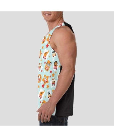 Men's Sleeveless Undershirt Summer Sweat Shirt Beachwear - Animal ABC - Black - CI19CIZ7Y8L $30.42 Undershirts