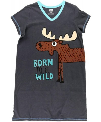 V-Neck Nightshirts for Women- Animal Designs - Born to Be Wild Nightshirt - CI12INACWLJ $40.93 Nightgowns & Sleepshirts